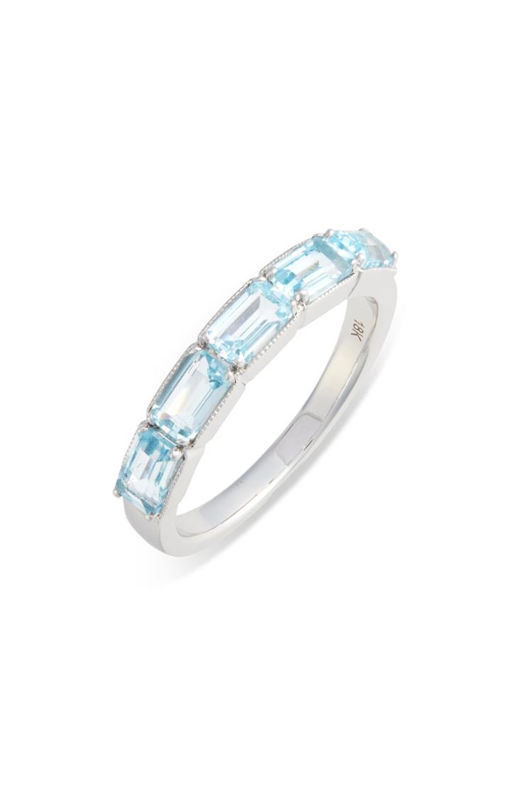 Women's Bony Levy Blue Topaz Baguette Stack Ring (nordstrom Exclusive)