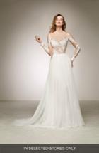 Women's Pronovias Datil Illusion Tulle A-line Gown, Size In Store Only - Ivory