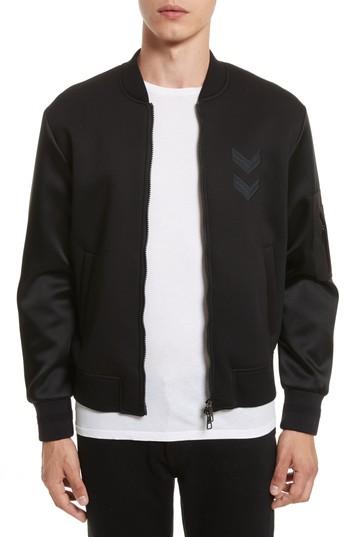 Men's Neil Barrett Satin Sleeve Bomber Jacket