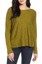 Women's Eileen Fisher Organic Linen & Cotton Knit Boxy Top, Size - Green