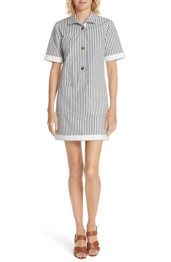 Women's Derek Lam 10 Crosby Utility Stripe Shirtdress - Blue