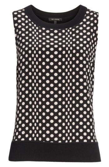 Women's St. John Collection Dot Print Knit Shell, Size - Black