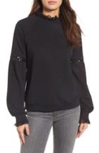 Women's Halogen Tulle And Sequin Sweatshirt - Black