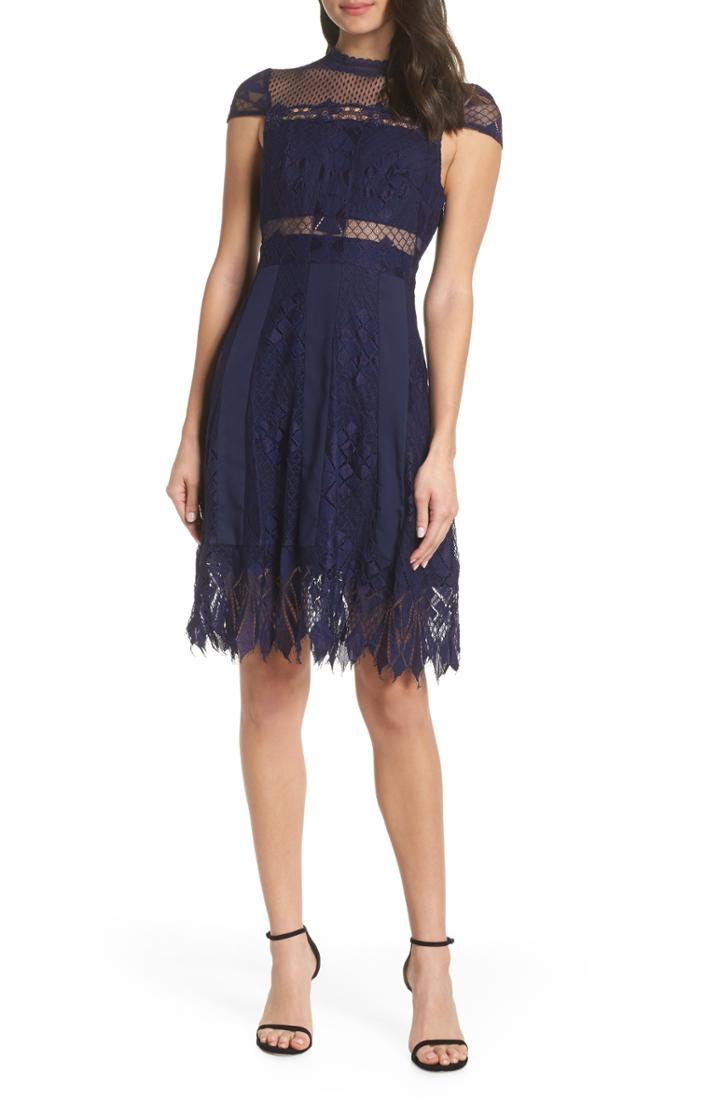 Women's Foxiedox Bravo Zulu Lace Fit & Flare Cocktail Dress - Blue