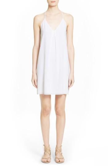 Women's Alice + Olivia Fierra Stretch Silk Slipdress - White
