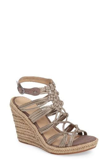 Women's Johnston & Murphy Mindy Woven Wedge Sandal .5 M - Metallic