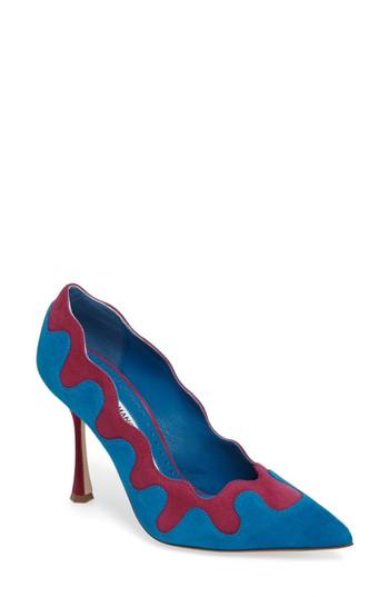 Women's Manolo Blahnik Ulderica Pointy Toe Pump .5us / 36.5eu - Blue