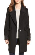 Women's Calvin Klein Wool & Down Reefer Coat - Black