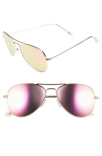 Women's Diff Cruz 57mm Metal Aviator Sunglasses - Gold/ Pink