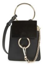 Chloe Faye Small Suede & Leather Bracelet Bag - Black