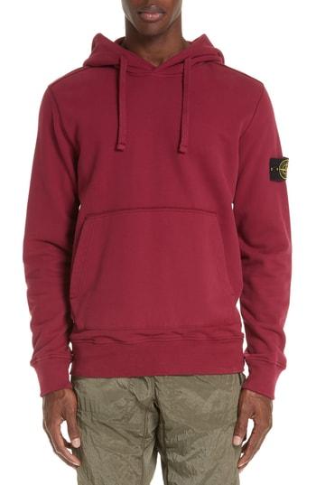 Men's Stone Island Cotton Knit Hoodie, Size - Red