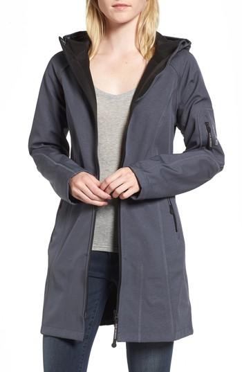 Women's Ilse Jacobsen Fit Hooded Raincoat, Size 40 - Blue