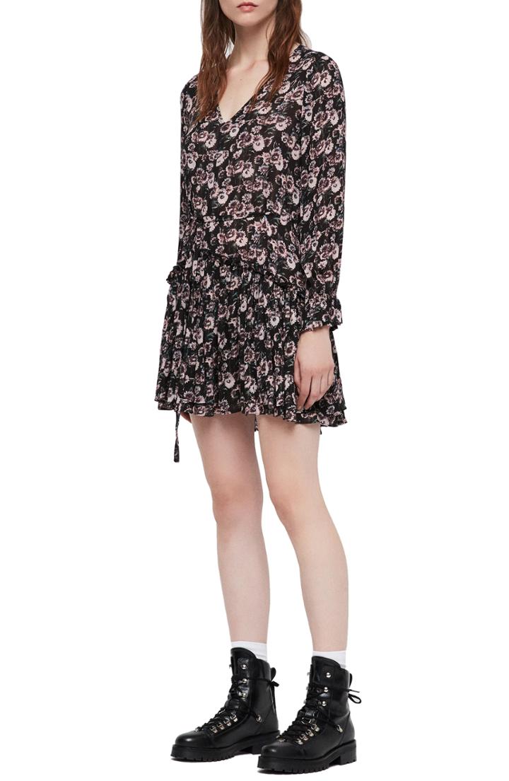 Women's Allsaints Alia Odile Floral Mini Dress - Black