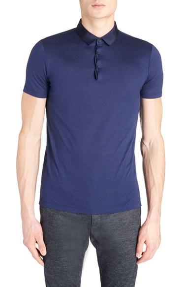 Men's Lanvin Grosgrain Collar Polo