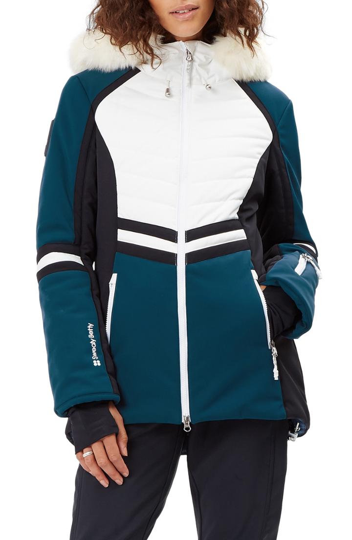 Women's Sweaty Betty Method Hybrid Waterproof Ski Jacket With Faux Fur