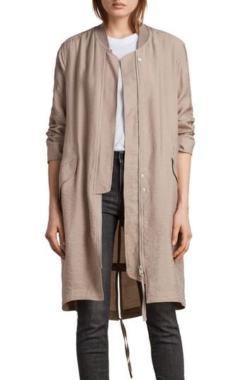 Women's Allsaints Ellis Long Bomber Parka - Pink