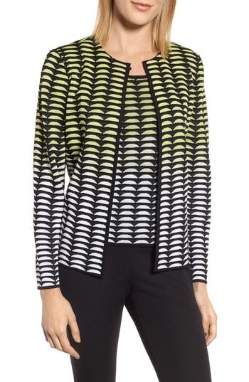 Women's Ming Wang Ombre Jacquard Knit Jacket - Yellow