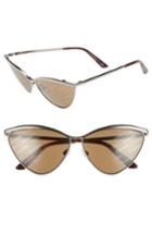 Women's Balenciaga 62mm Oversize Cat Eye Sunglasses - Shiny Gumetal/ Brown