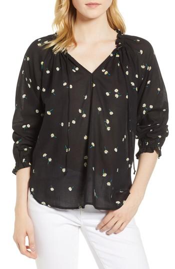 Women's Velvet By Graham & Spencer Print Gauze Blouse - Black