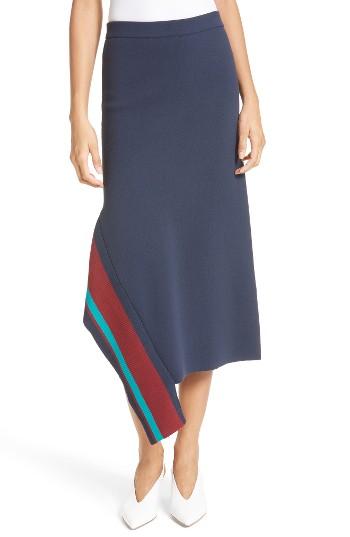 Women's Tibi Stripe Trim Asymmetrical Knit Skirt