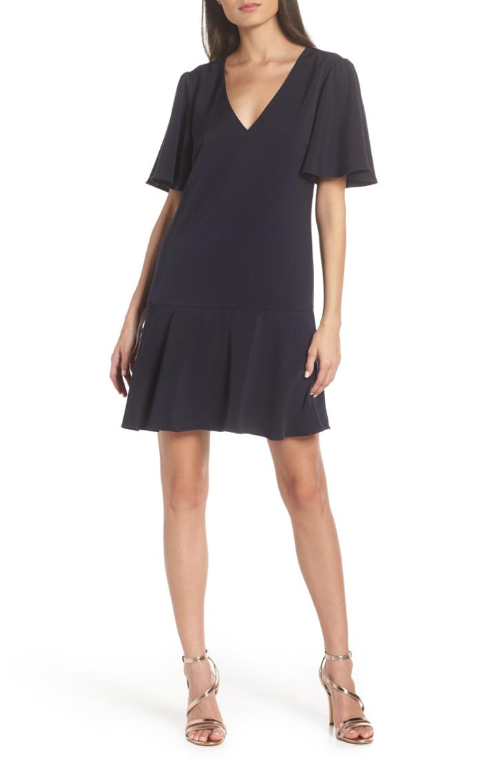 Women's Charles Henry Flutter Sleeve Shift Dress, Size - Blue
