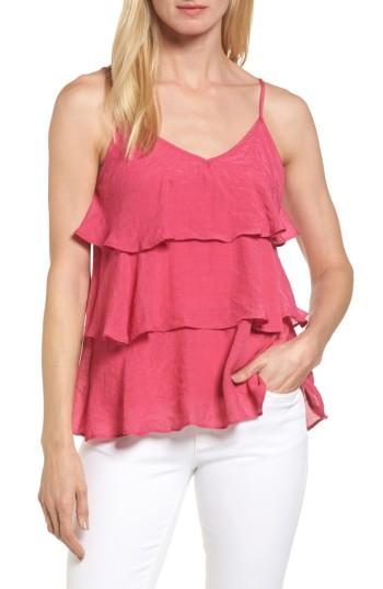 Women's Bobeau Tiered Ruffle Tank - Pink