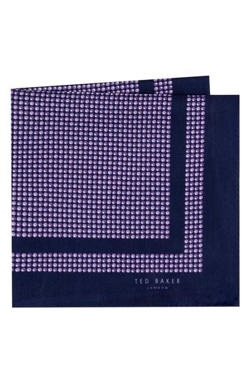 Men's Ted Baker London Micro Dot Silk Pocket Square, Size - Purple