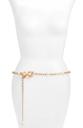Women's Kate Spade New York Bow & Imitation Pearl Chain Belt
