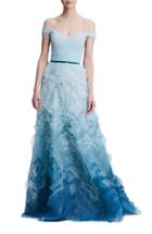 Women's Marchesa Notte Ombre Off The Shoulder Gown - Blue