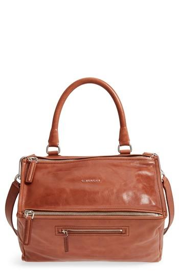 Givenchy Medium Pandora Shiny Aged Leather Satchel - Brown