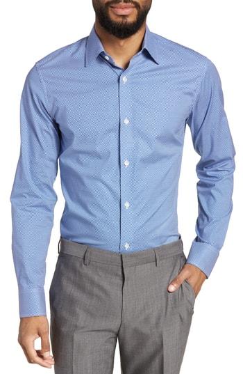 Men's Bonobos Slim Fit Stretch Geometric Dress Shirt .5 32 - Blue