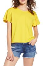 Women's Bp. Tie Back Flutter Sleeve Tee, Size - Yellow