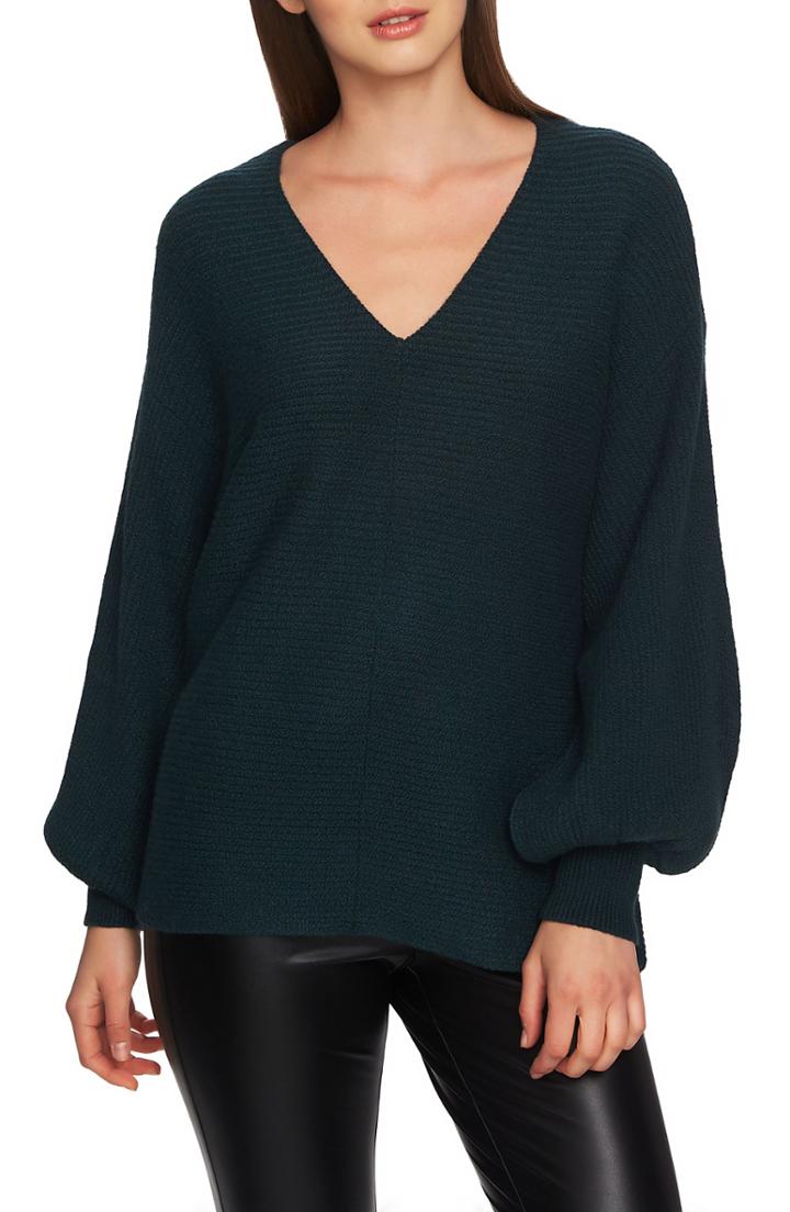 Women's 1.state Blouson Sleeve V-neck Sweater - Green