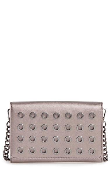 Phase 3 Grommet Faux Leather Crossbody Bag - Metallic