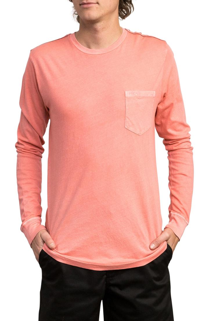 Men's Rvca Ptc Pigment Long Sleeve T-shirt, Size - Pink