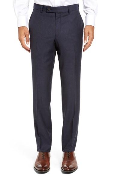 Men's Ted Baker London Jefferson Flat Front Check Wool Trousers