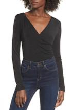 Women's J.o.a. Surplice Bodysuit - Black