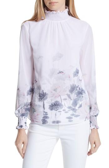 Women's Ted Baker London Ambba Lake Of Dreams Shirred Blouse - Pink