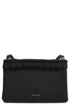 Ted Baker London Really Ruffle Faux Leather Crossbody Bag - Black