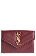 Women's Saint Laurent 'monogram' Quilted Leather French Wallet - Burgundy
