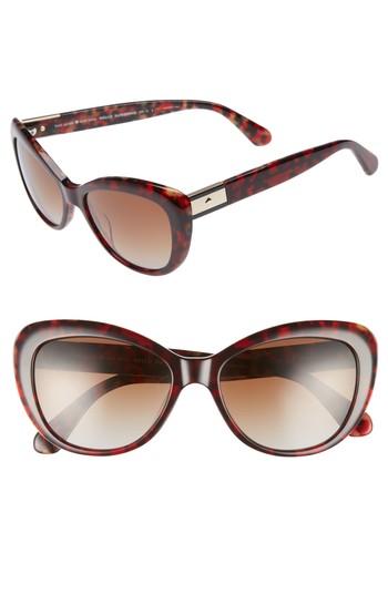 Women's Kate Spade New York Emmalynn 54mm Polarized Cat Eye Sunglasses - Burgundy Havana