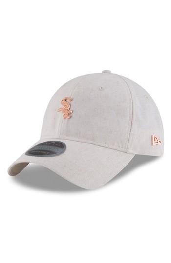 Men's New Era Cap Mlb Badged Black Label Linen Ball Cap - Beige
