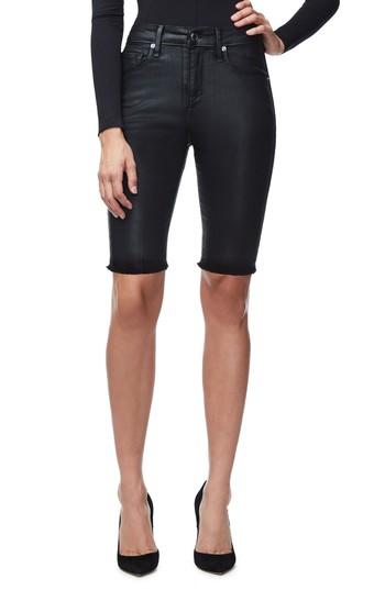 Women's Good American The Waxed Bermuda High Waist Shorts - Black