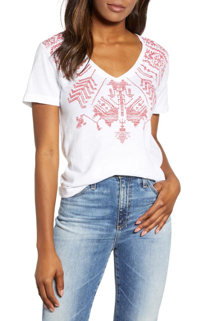 Women's Lucky Brand V-neck Print Tee - White
