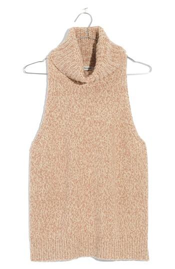 Women's Madewell Marled Sleeveless Turtleneck Sweater - Brown