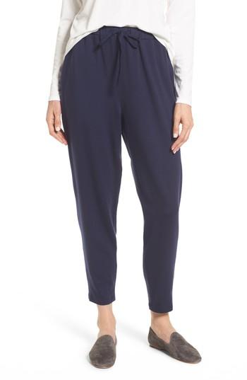 Petite Women's Eileen Fisher Drawstring Waist Knit Pants, Size P - Black