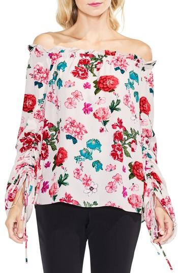Women's Vince Camuto Off The Shoulder Floral Heirloom Top, Size - Pink