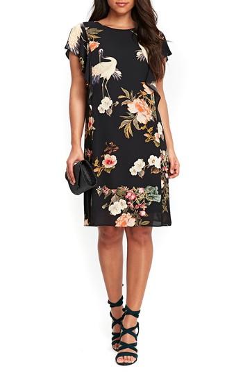 Women's Wallis Floral Bird Print Frill Dress Us / 10 Uk - Black
