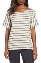 Women's Eileen Fisher Stripe Linen & Organic Cotton Top, Size - Beige