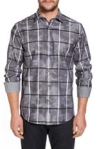 Men's Bugatchi Regular Fit Camo Grid Sport Shirt - Grey